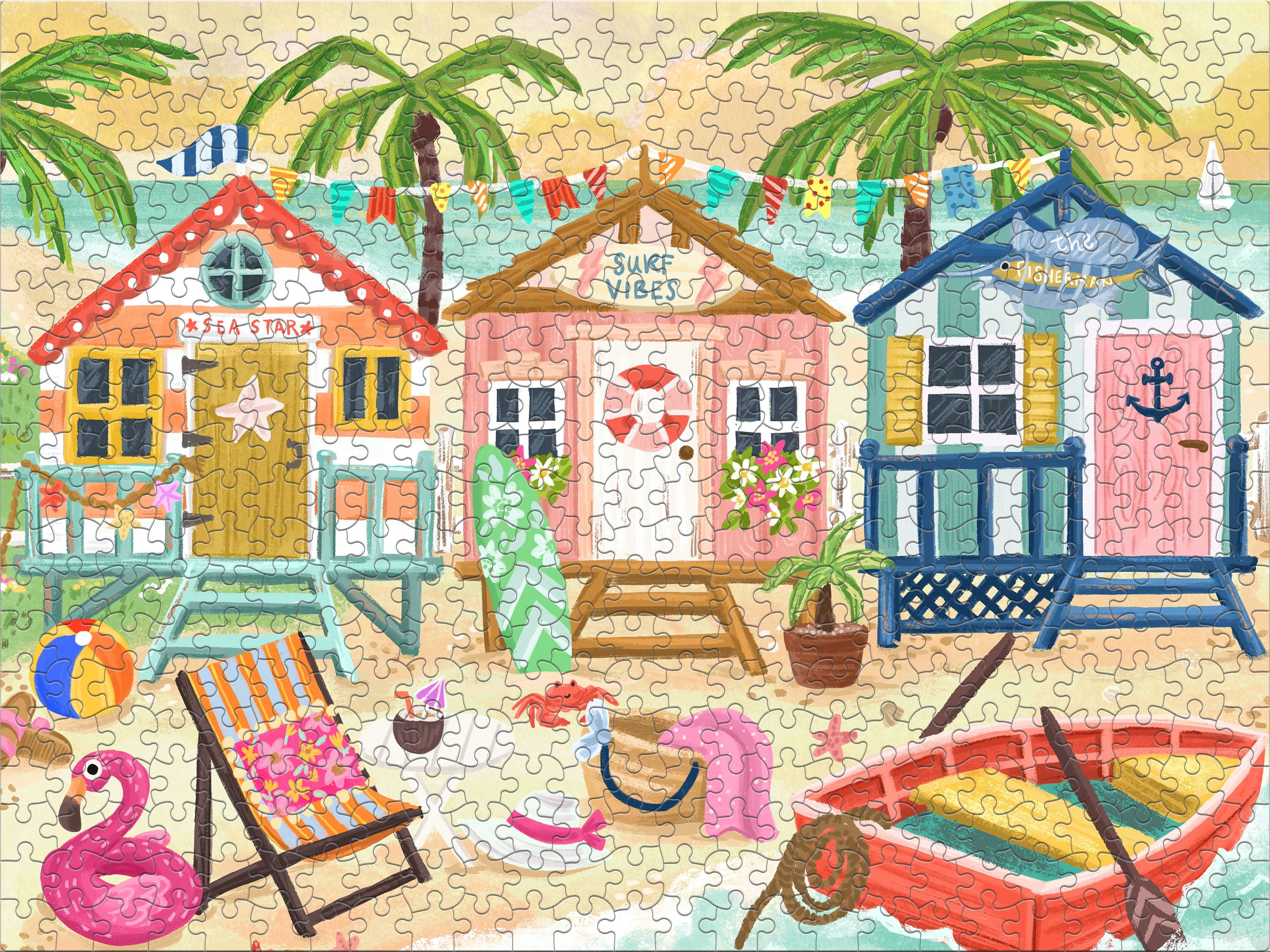 Ceaco 500 Piece Beach Bungalows (Olivia Gibbs) Interlocking Jigsaw Puzzle