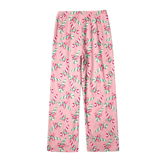 Womens Pajama Pants Pj Pants Pyjamas Flannel Trousers Anime Cartoon Casual Trousers Fall Winter Pajama Bottoms Sleep Pants Pink L