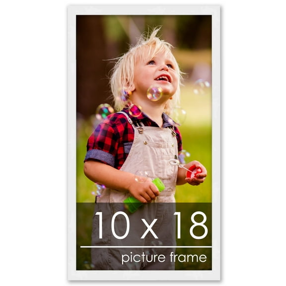 10x18 Frame White Wood Picture Frame - UV Acrylic, Foam Board Backing, & Hanging Hardware Included!