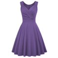 thumbnail image 2 of Laqbezok Women's Retro Cocktail Dress, Elegant V-Neck Crossover Sleeveless Party Gown, Classic Fit and Flare A-Line Mini Wedding Guest Dress, 2 of 5