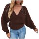 thumbnail image 1 of Suéteres Para Mujer Otoño Invierno Suéter de Punto de Moda Cuello en V Perla Sólido Manga Larga Suéter Tops Odeerbi  ODB175815, 1 of 5