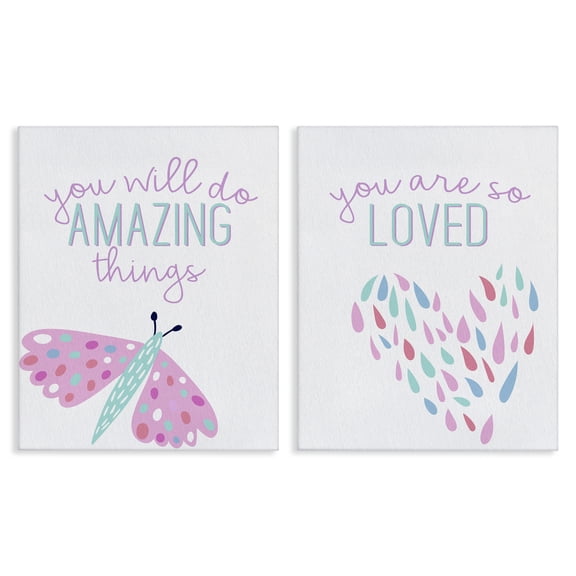 Stupell Industries Pastel Inspirations with Dragonfly Quotes and Sayings Painting Wrapped Canvas Canvas Art Print Wall Art, 16 x 20, Set of 2