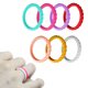 thumbnail image 1 of Anillo de boda de silicona para mujer, 7 paquetes de banda de goma fina y trenzada, moderno, colorido, ajuste cómodo, seguro para la piel, 1 of 6