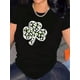 thumbnail image 1 of Womens St Patrick's Day Print Women's T-Shirts Presents For Women Women Suitable For All Seasons Round Neck Tops, 1 of 8