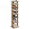 thumbnail image 1 of Gymax 7-Tier Wooden Shoe Rack Narrow Vertical Shoe Stand Storage Display Shelf Natural, 1 of 10