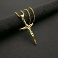 thumbnail image 4 of 14K Yellow Gold Link Chain INRI Jesus Cross Crucifix Pendant&Necklaces Men Fashion Jewelry Gold Silver Color Father Gift, 4 of 6
