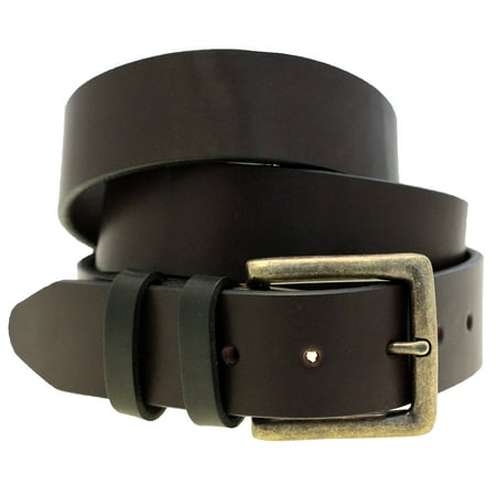 Orion Leather - Mens 1 1/2 Plain Brown Latigo Leather Belt Old Brass Buckle Made In USA ...