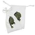 thumbnail image 2 of Jurassic Fabric Pouch Set of 2, Roaring T-rex Mascot Animal Horror Wildlife Wilderness Extinct, Small Drawstring Bag for Toiletries Masks and Favors, 9" x 6", Olive Green Brown, by Ambesonne, 2 of 2