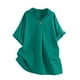 thumbnail image 5 of Camisas de manga larga,Túnica de manga corta con cuello en V para mujer, blusa holgada, tela de poliéster suave, ropa informal para el hogar, sopatenor, 5 of 9