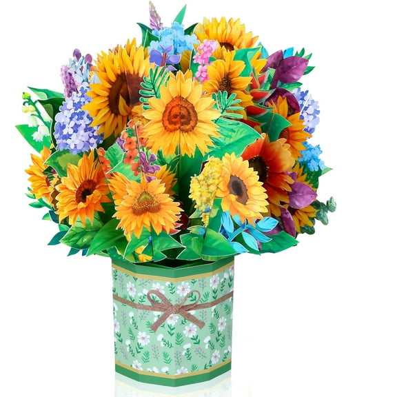 Get Well Soon Flower Pop Up Card, 3D Flower Bouquet Greeting Cards For Women for All Occasion, Mother's Day, Birthday Card for Mom, Thinking of you, Teacher Appreciation Gift