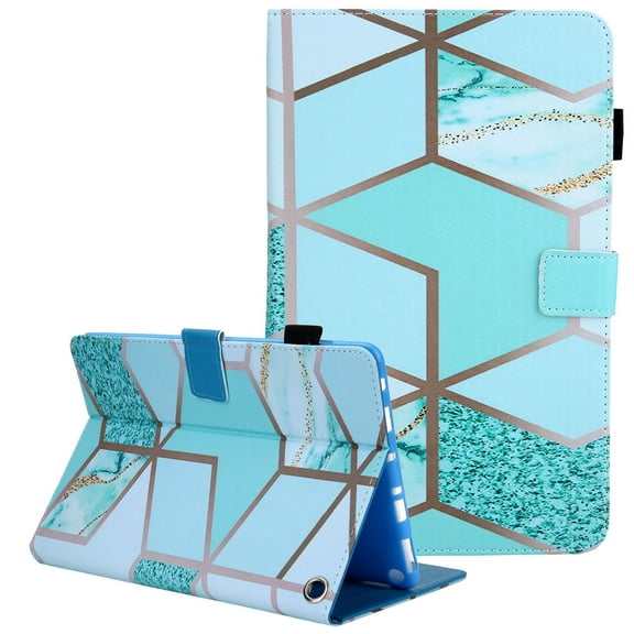 Marble Case for Kindle Fire HD 10 Plus 2021, Fire HD 10.1-inch Cover 11th Gen 2021, Allytech Slim PU Leather with Shockproof TPU Multi-Angle Viewing Stand Auto Sleep Wake Wallet Case Sleeve,Green Grid