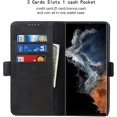 thumbnail image 4 of Wallet Phone Case Compatible with Samsung Galaxy S22 Ultra 5G – Quality, Premium PU Leather Cover with Card Slots and Horizontal Viewing Stand 6.8 Inch (Black), 4 of 14