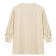 thumbnail image 5 of Women Split Neck Tops Solid 3/4 Sleeve Summer Casual Breathable Tee Light Yellow XXL, 5 of 5