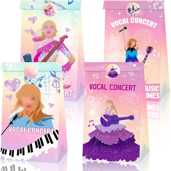 Gradient Ripple Singer Gift Bag 12 Pack - CONCERT Theme Party Supplies