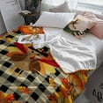 thumbnail image 3 of Thanksgiving Orange Turkey Pumpkin Leaf Harvest Retro Plaid Throw Flannel Blanket 32x48In Super Soft Cozy Bed Blanket, Lightweight Plush Fuzzy Bed Throw for Bedroom Sofa Couch Living Room, 3 of 4