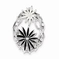 thumbnail image 1 of Solid 925 Sterling Silver Black And White Enamel CZ Cubic Zirconia Slide Brushed Matte Finish Pendant Charm, 1 of 3