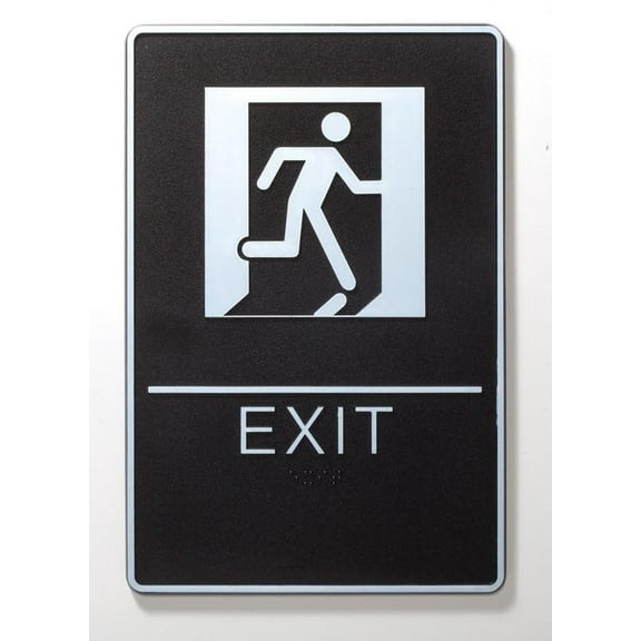 ADA Compliant Exit Sign with Braille – Tactile Safety Sign for Office, Business & Public Spaces, Easy Mount