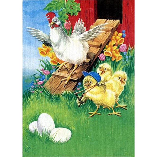 Pintura de diamante (DE4779) Pollo 5D DIY Decoración de punto de cruz cuadrada (XF047) 40x50cm FLhrweasw Nuevo