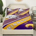 thumbnail image 3 of Football Fans Gifts Sheets, American Football City Themed Queen Sheet Set, Rugby Sports Game Bed Sheets Set Graffiti Geometry Striped Bed Set 4 Pieces, Purple and Yellow(Minnesota), 3 of 5