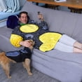 thumbnail image 3 of Yellow Lemon Blueberries DarkBlue Pattern Wearable Oversized Blanket,Wearable Blanket Hoodie for Adults,Cozy Hooded Blankets with Super Pockets,Super Warm Fuzzy Pullover for Women & Men, 3 of 6