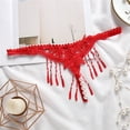 thumbnail image 2 of Clothing 2025 Thongs for Women Fashion Embroidered Transparent Pearl Massage Low Waist Open File Ultra Thin Thongs Underpants Women Underwear Thongs, 2 of 3
