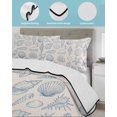 thumbnail image 4 of Quilts Twin-XL Size Bedding Set, Blue Shell Coastal Lightweight Quilted Comforter, Nautical Seaside Ocean Summer Beach Soft Reversible Bedspread Coverlet with Pillow Covers for All Season, 68" x 98", 4 of 7