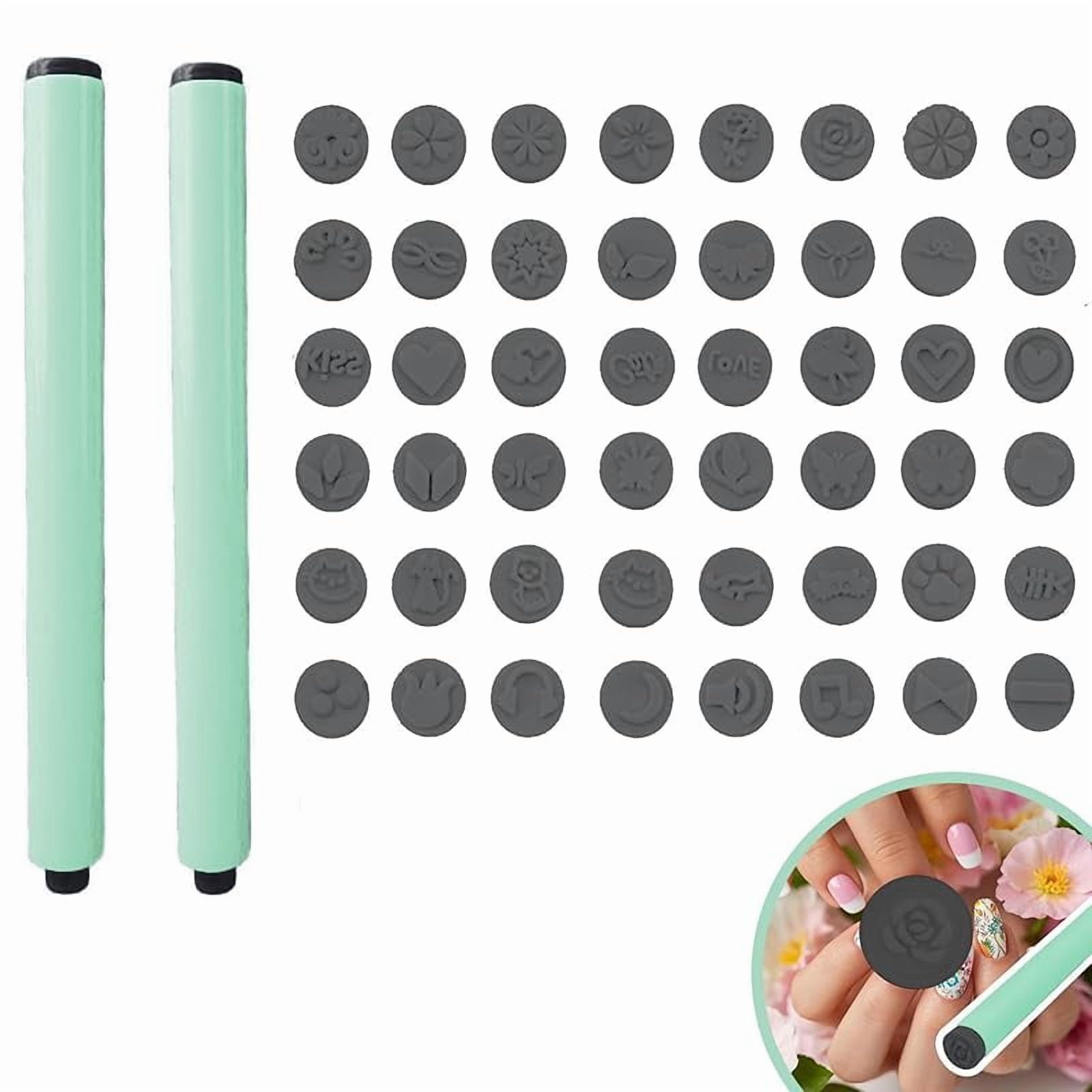 48 Pcs Nail Stamp Pen Set, Nail Art Pens with Interchangeable Stamp Heads, Quick Nail Art Tools with 48 Unique Patterns, Flower Butterfly Rose DIY Nail Stamping Pen Kit, Nail Design Tools for Women