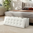 thumbnail image 5 of Costway 43 Inches Folding Storage Ottoman Bench Foot Rest Stool with Side Pocket White, 5 of 10