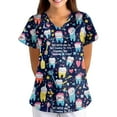 thumbnail image 5 of BDPORKAS Womens Scrubs Nurse Uniforms Breathable Short Sleeve V Neck Scrubs Uniform Characters Cartoon Cute Comfy Shirts with Pocket, 5 of 6