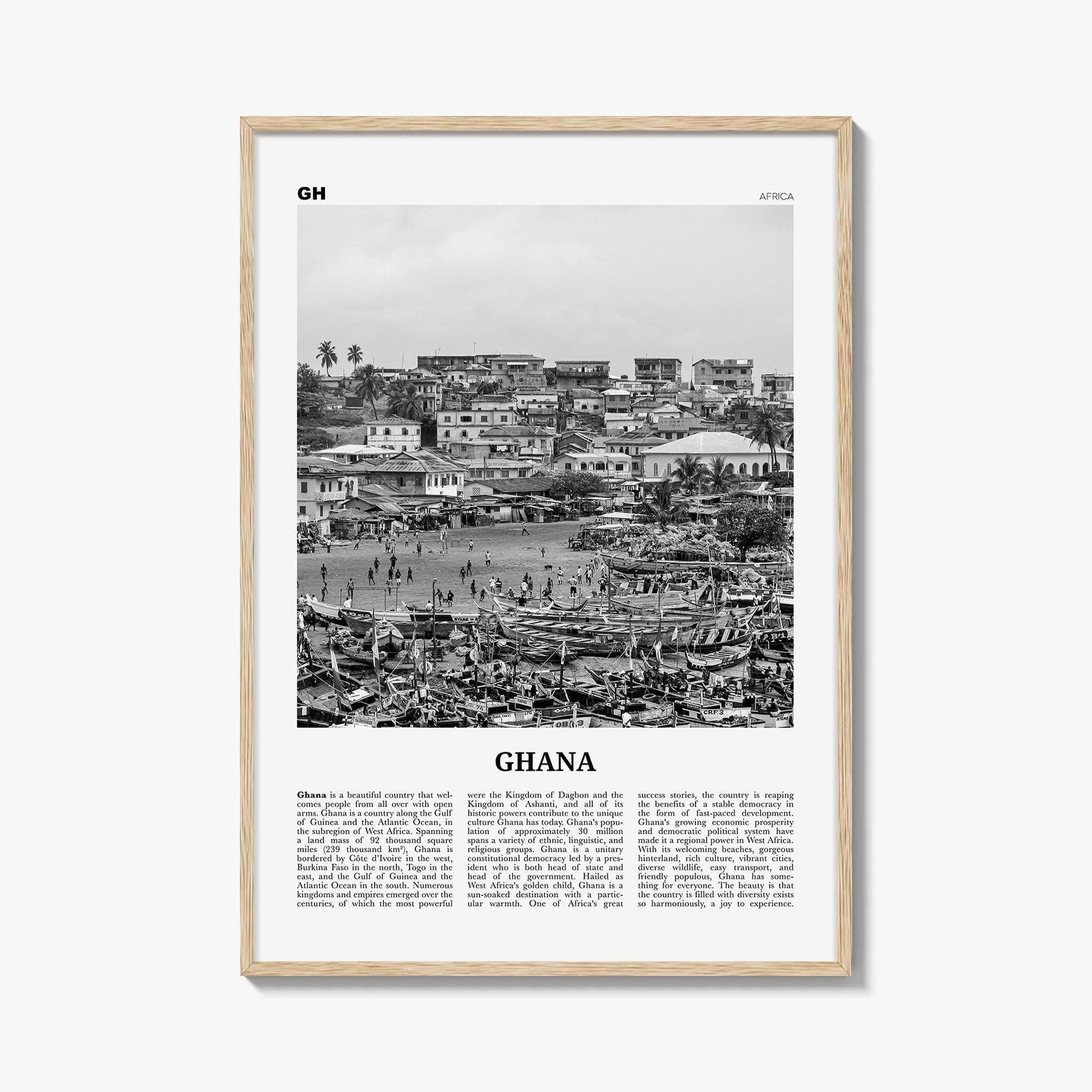 Ghana Poster Print Black And White, West Africa Travel Wall Art, Coastal Town Photography, Poster Only