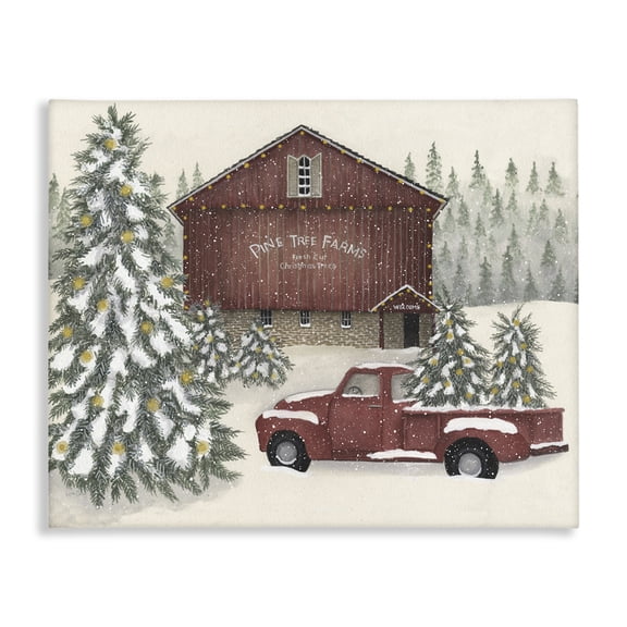 Stupell Industries Farmhouse Winter Pine Tree Farm Canvas Art, 20 x 16, by Linda Spivey