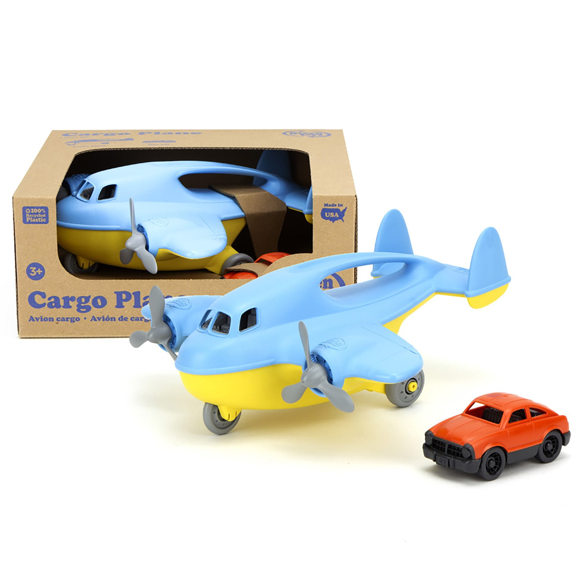 Green Toys Cargo Plane Blue Yellow Includes Mini Car Play Vehicle Opening Cargo Space Recycled Plastic Indoor Outdoor Kids Ages 3 Walmart