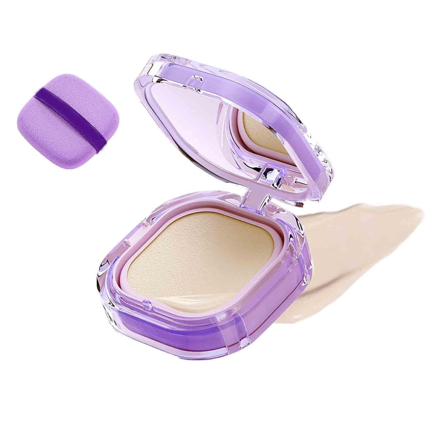 Full Coverage Creamy Foundation – 24h Long-Lasting Waterproof, Smooth & Even-Looking Base, Suitable for Oily, Dry & Combination Skin, Compact & Travel-Friendly (Natural)