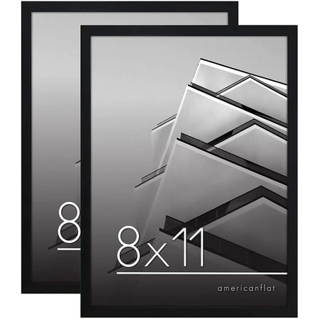 Americanflat 8x11 Picture Frame in Black - Horizontal and Vertical Formats for Wall(2Pack)
