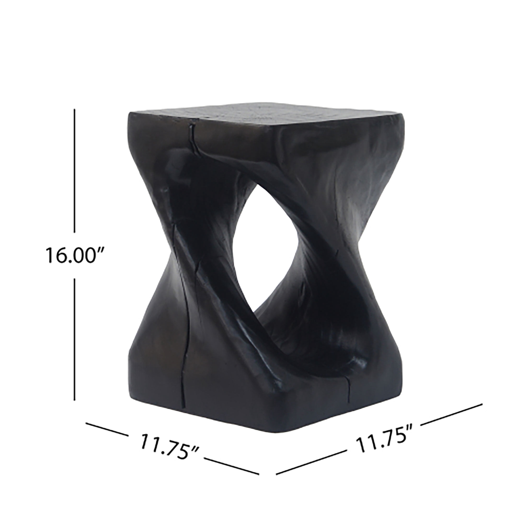 Kevinplus 16 Inch Side Table, Wood Like Texture for Patio Garden Balcony Porch Black Color