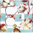 thumbnail image 6 of Metal Light Switch Plate Cover Cotton Flower Teal Stripes FLW021, 6 of 15