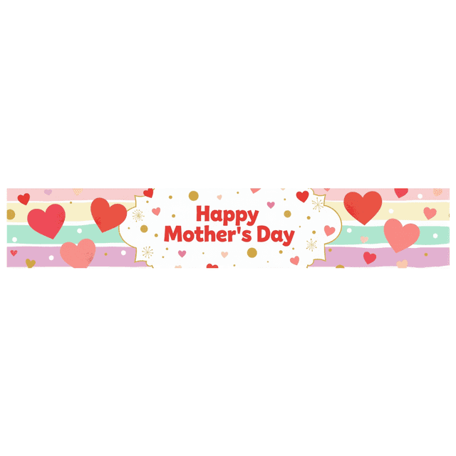 Colorful Heart Shaped Mother's Day Background Banner Party Decorations Photography Props Backdrop for Home Celebrations Family Gatherings and Photo Booths