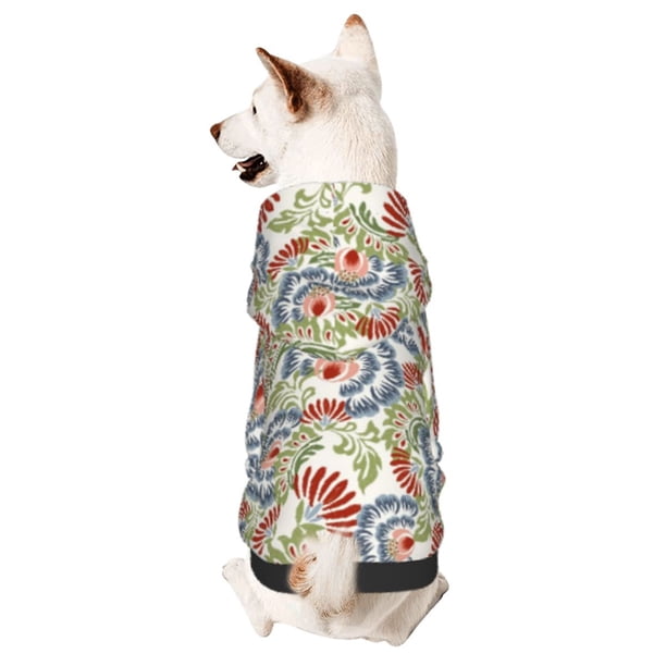 Fotbe Paisley Floral 5 Sudadera con Estampado para Perros Pequeños – Suéter con Capucha para Mascotas, Tela Suave de Forro Polar con Bolsillo-Small