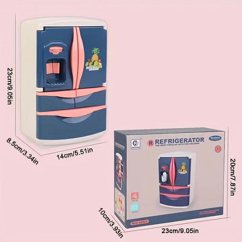 Mini Fridge Toy, Dollhouse Furniture, Minibrands Fill The Fridge Mini Brands, Interactive Blue Pretend Play, Educational Role-Play, Christmas Birthday Gift for Boys and Girls