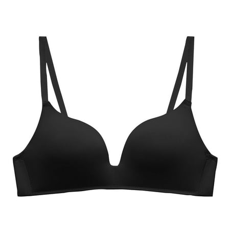 GA WEIHUA Bras for Women No Underwire Push Up Bra Seamless Smoothing Bra Soft Plunge Bra Spaghetti Strap Wireless Sport Bra(Black XS)Online Deals