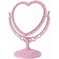 thumbnail image 1 of 1 Pack Simple and Lovely Heart-Shaped Cosmetic Mirror Plastic Double-Sided Rotatable Dresser Mirror Lightweight Mirror Bathroom Bedroom Mirror Four-Co, 1 of 4