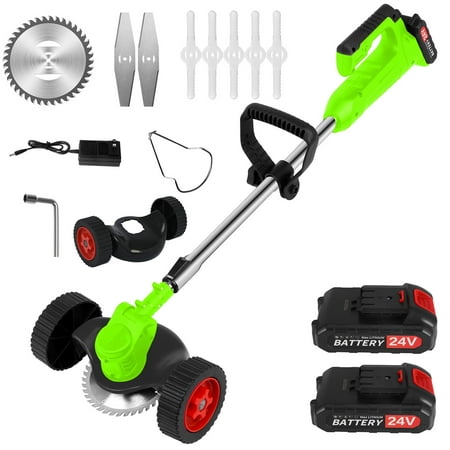 

Wyongtao Cordless String Grass Trimm Er Weed Eater With 24V Lithium-ion 2 Batteries Wheel