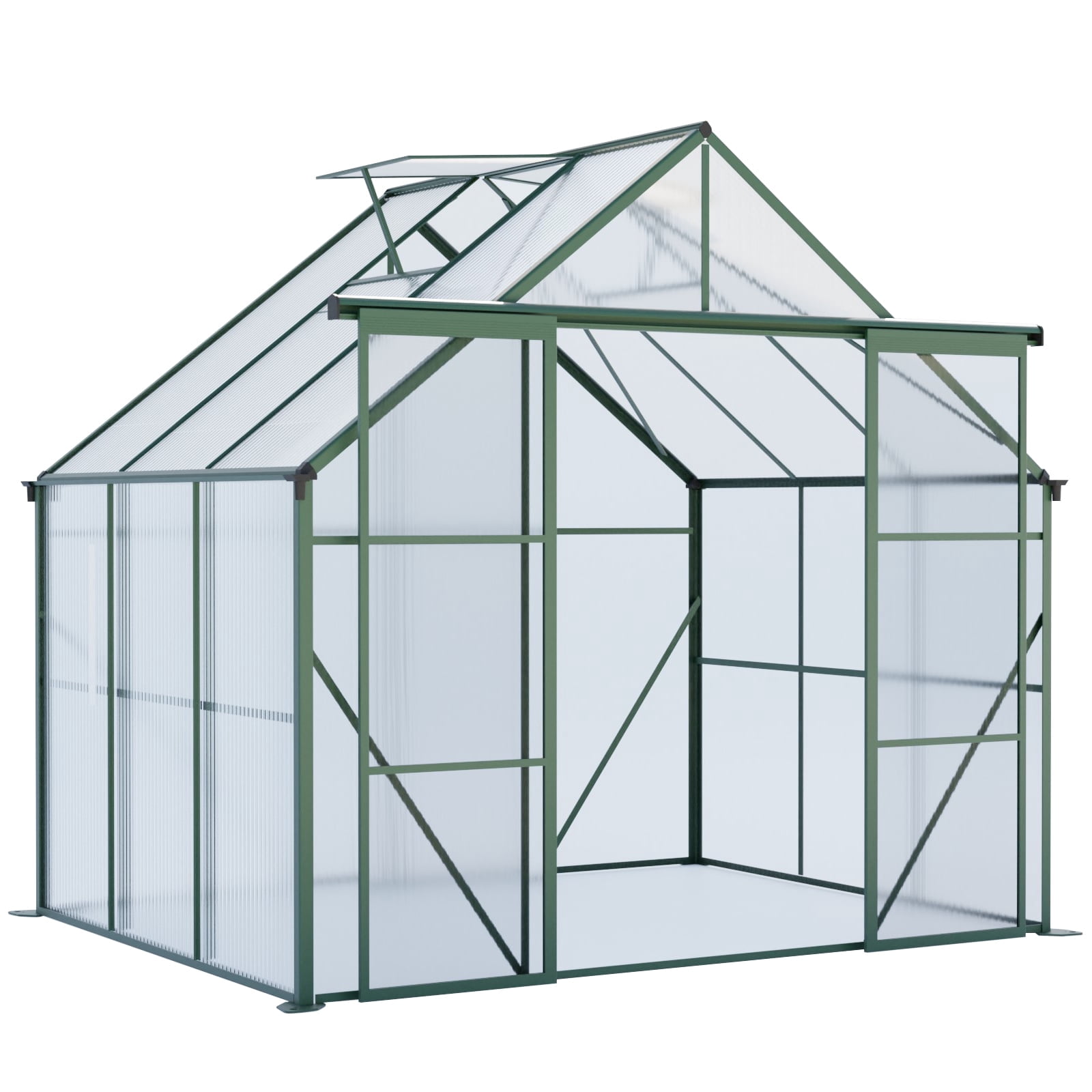 YIYADO 8x6 FT double door greenhouse, home planting rack, walk-in plant greenhouse, suitable for courtyards, Green
