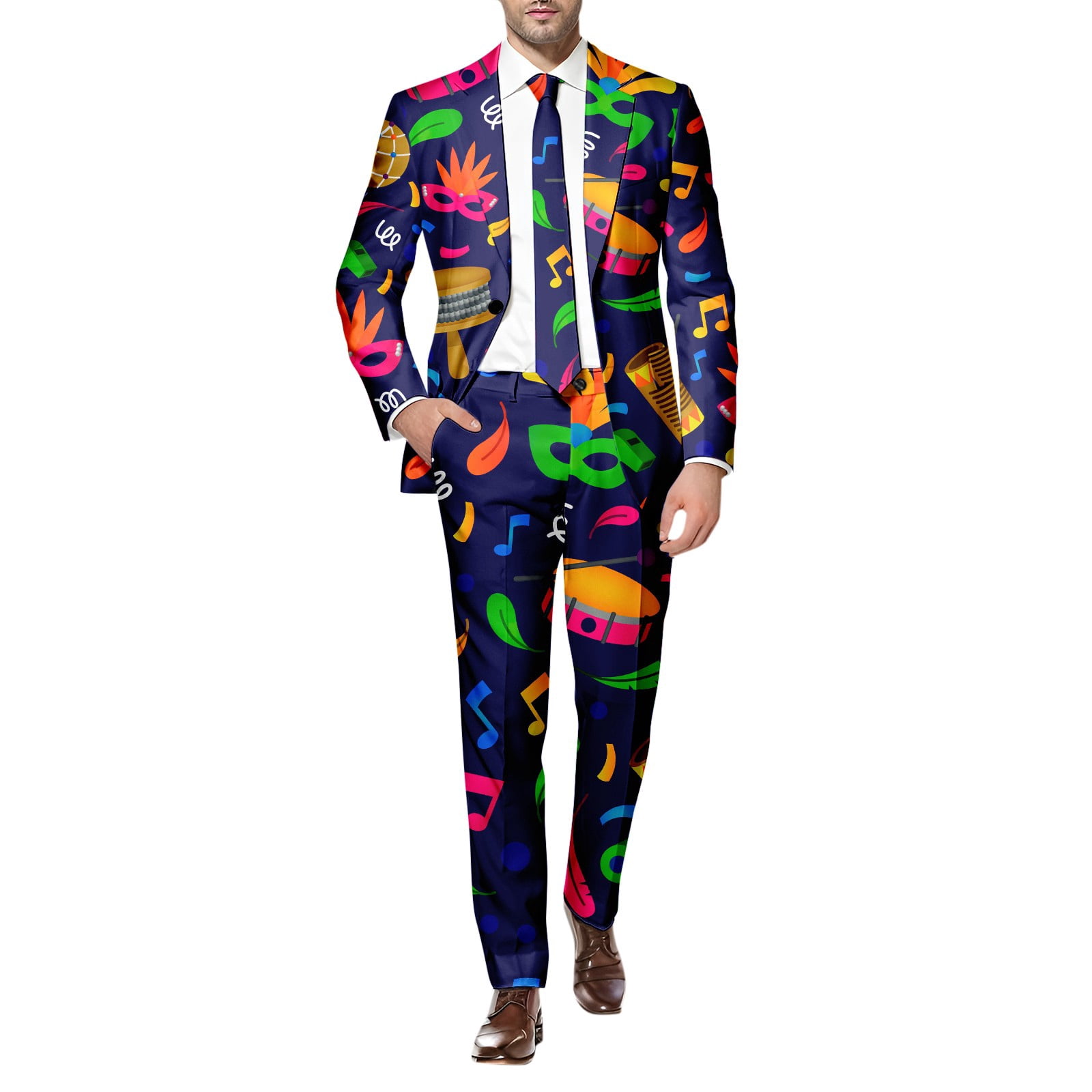 toraway Autumn Mens Suits Big and Tall 4Xl Men's Printed Suit Set