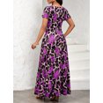 thumbnail image 5 of Women's Printed Round Neck Short Sleeve Maxi Tee Dress with Ninety Five Percent Polyester and Five Percent Spandex, 5 of 6
