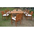 thumbnail image 4 of Teak Dining Set:6 Seater 7 Pc 122" Caranasas Double Extension Rectangle Table, 6 Napa Stacking Arm Chairs Outdoor Patio Grade-A Teak Wood WholesaleTeak #WMDSNPu, 4 of 4