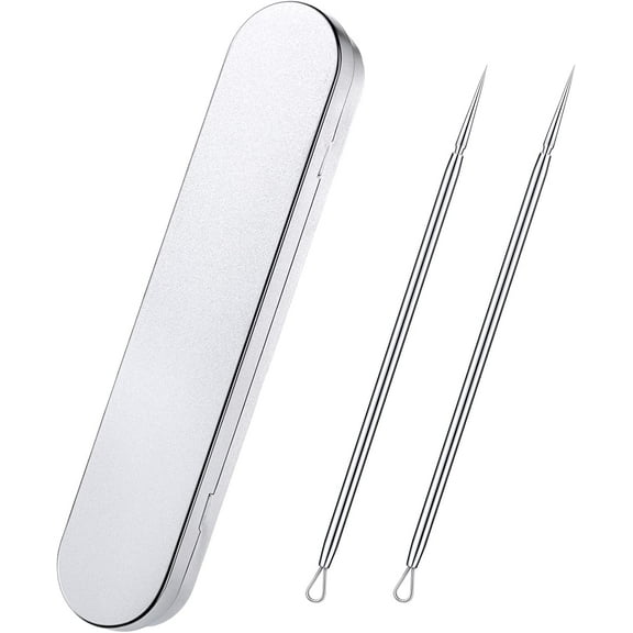 SkyAuks 2 Pcs Titanium Lancet Needle Blackhead Remover Tool Pimple Popper Tool Kit Professional Facial Milia Removal Blackhead Extractor Tool Comedone Zit Whitehead Blemish Extraction Tools