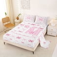 thumbnail image 2 of Manfei Princess Bowknot Letter Monogrammed M Full Size Sheets 4-Piece for Kids Girls,Teens Women Shabby Chic Bow Tie Initial Bed Sheets,Breathable Home Decor, 2 of 5