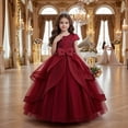 thumbnail image 4 of XEGLSBU Girls Dresses Size 7 Fall Girls Formal Dress with Skirt and Detachable Train for Girl Pageant Party Wedding Recital 2-Red Size 4-5 Years, 4 of 6