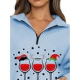 thumbnail image 4 of DYMADE Women Christmas Printed Casual Zipper Lapel Sweatshirt Top, 4 of 4